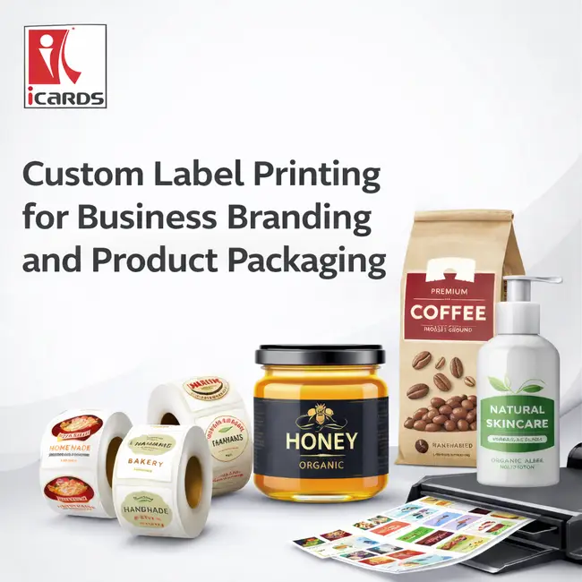 Custom Label Printing for Business Branding and Product Packaging from I Cards